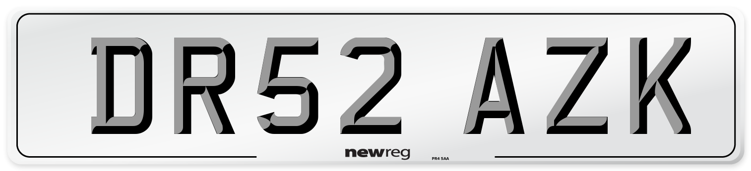 DR52 AZK Number Plate from New Reg